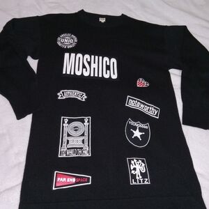 Black Graphic Patchwork Sweatshirt Mens Size Medium Uniq Brand